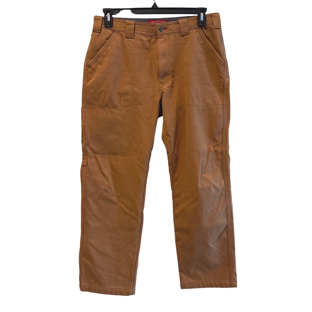 Coleman Mens Fleece Lined Carpenter Pants Brown Stretch Canvas Workwear 32x30